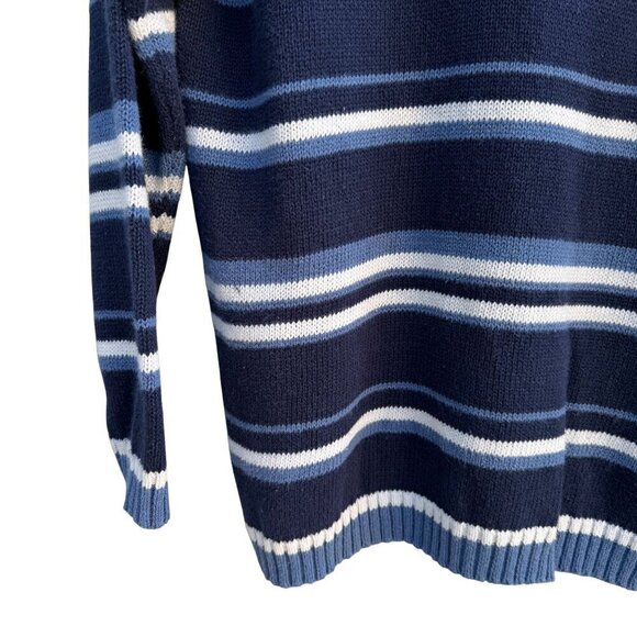 Honors Vintage Mens Striped V-Neck Blue Mens Long Sleeve Knit Grandpa Sweater L - Picture 3 of 9